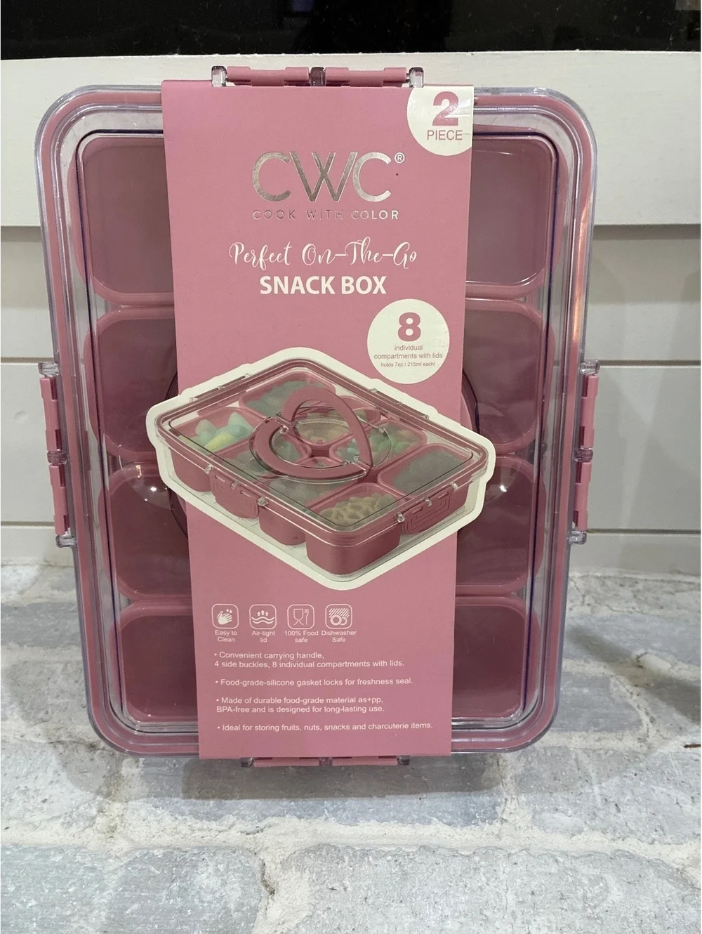 CWC Perfect On-The-Go Snack Box 2-Piece Set with 8 Compartments